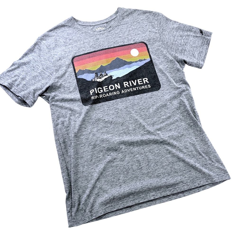 League 91 Pigeon River Rip-Roaring Adventures Graphic T-Shirt Gray Medium 329C4